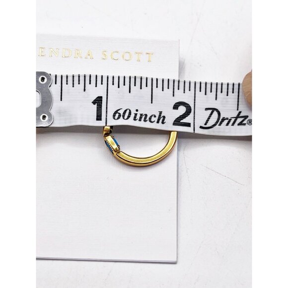 New Kendra Scott Mini Elisa Hoop Earrings In Vintage Gold Blue Mix Gift For Her - Picture 6 of 6